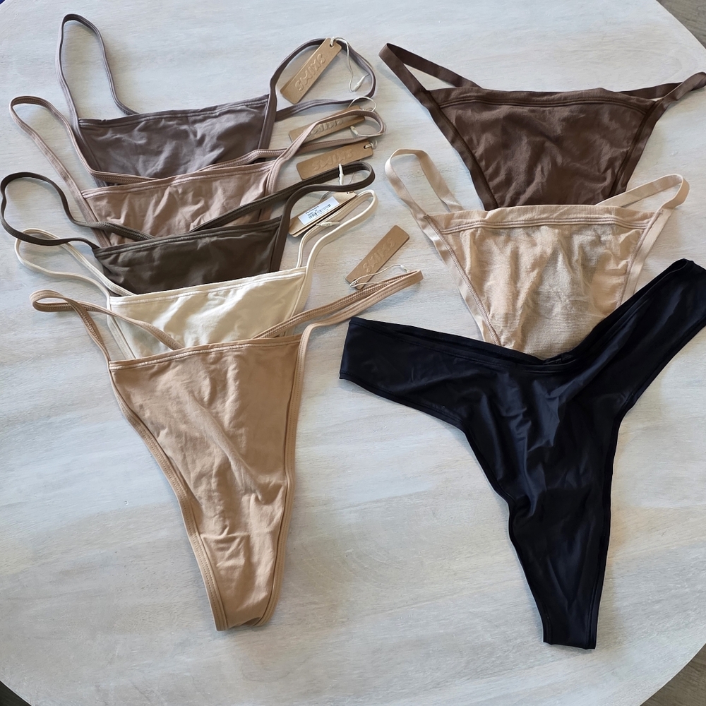 8pcs SKIMS Fits Everybody T-String Thongs, JELLY THONG & SUMMER MESH THONG 2X